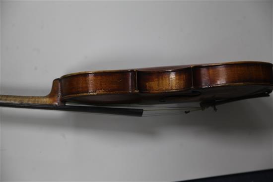 A 19th century English violin, label for John Betts Royal Exchange London 1861,